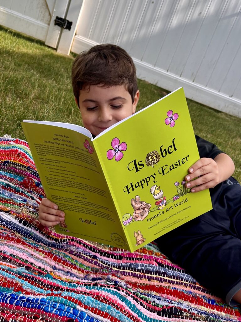 Happy Kid with Coloring Books