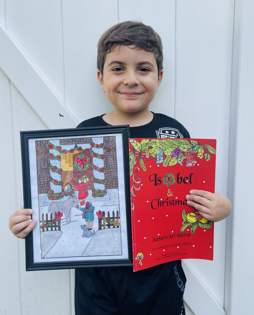 Happy Kid with Coloring Books